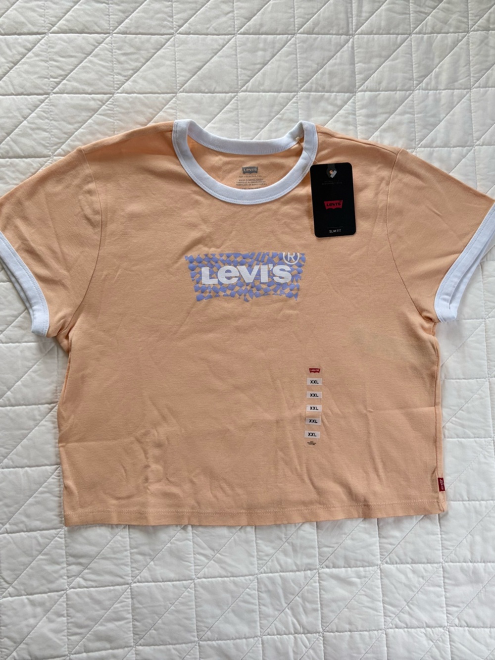 Levi’s NWT Almond Cream Geo Batwing Ringer Tee - Size XXL
